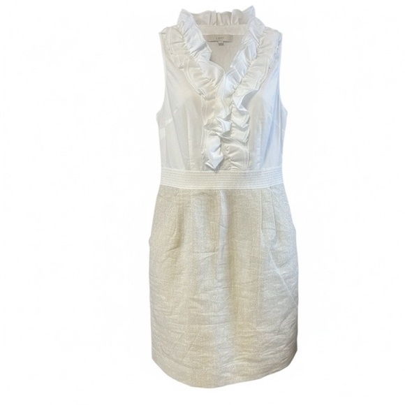 Loft Linen Metallic Ruffle Dress - Picture 1 of 6